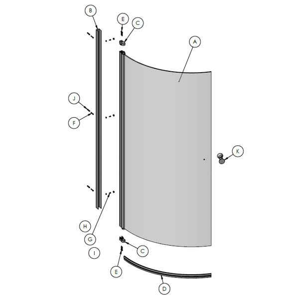 Premier Bathrooms P Curved Bath Screen With Knob NCS3 Spare Parts